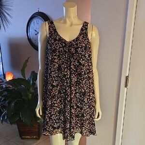 Decree Floral Mini Dress - Black and Pink